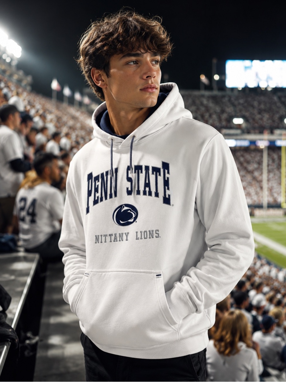 NWT Colosseum Penn State Nittany Lions Men's White Zion Long Sleeve Hoodie SZ S